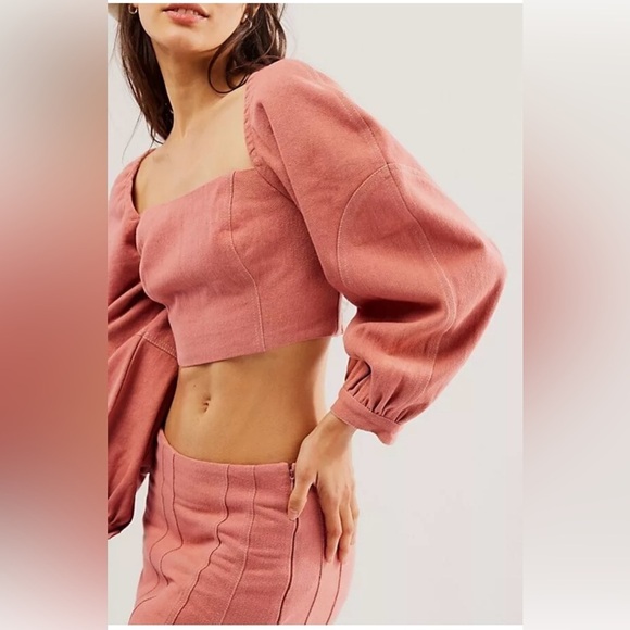 Free People Marley Denim 2 Piece Set in Rose Smoke - Picture 3 of 11